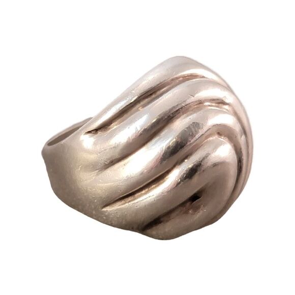 Sterling Contemporary Puffy Wave Statement Ring - Picture 1 of 14